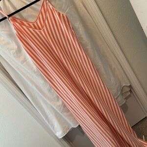 Peach and white striped maxi